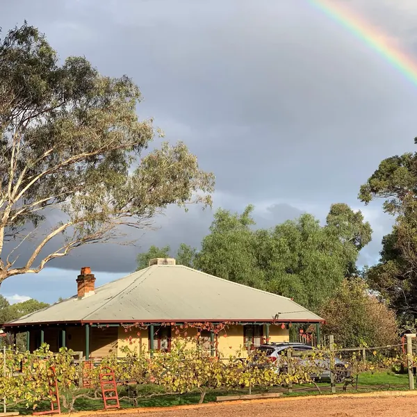 Pot of gold!  Rainbow right over the Farmstay cottage , nature right on our doorstep , you just have to step outside, leave the TV, the phone and the iPad, and notice what’s right there free of charge